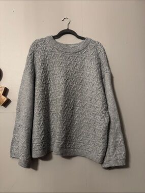 Falls Creek Light Gray Ribbed Knit Sweater size 2x